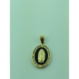 new-4-sale 14K Solid Gold  Guadalupe virgin Pendant Black dije de Virgen de Guadalupe 14K