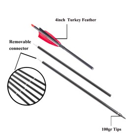 Linkboy Archery Carbon Arrows 3 Take Down Hunting Practice Target Arrows Portable for Compound Recurve Long Bows, Spine 500, Pack of 6PCS