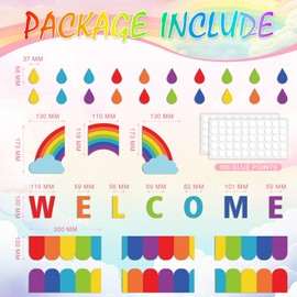 Feifeiya Back to School Rainbow Classroom Door Cutouts Set Bulletin Board Decorations Welcome Back First Day Cutouts Classroom Wall Door Decor for Preschool Elementary Middle School(Rainbow)