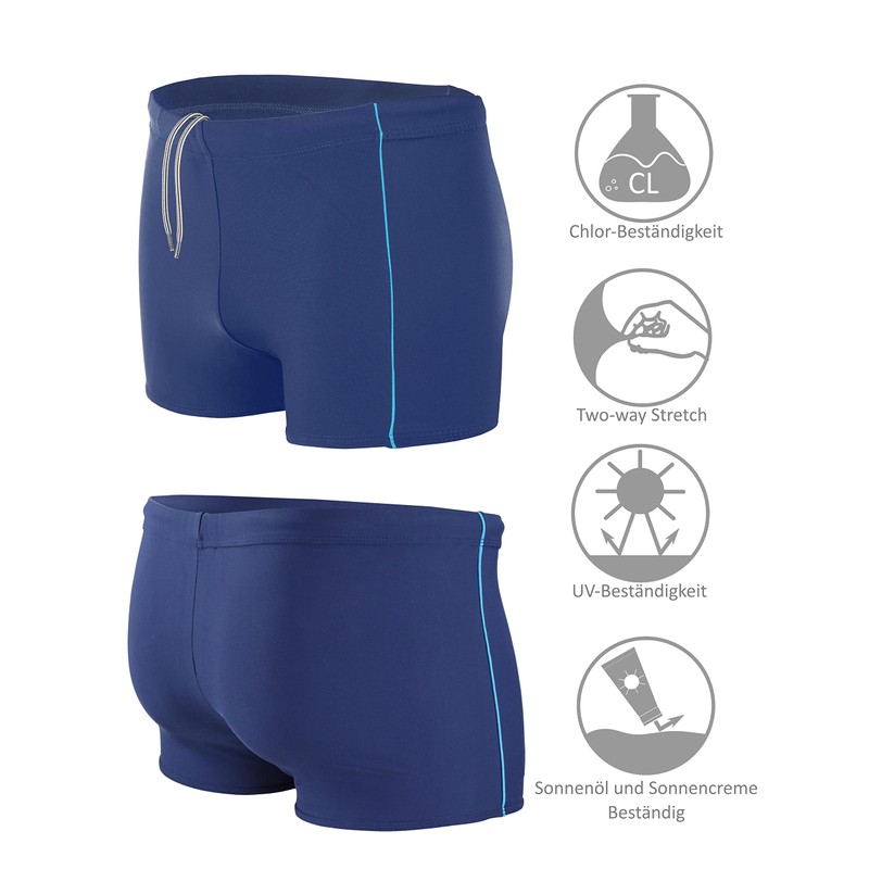 Aquarti Men's Swimming Trunks Short with Contrast Piping, Dark Blue