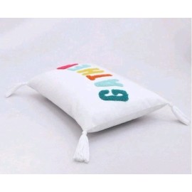 Target Small White Lumbar / Decor Throw Pillow W/ GATHER embroidered On Front 14"X10"