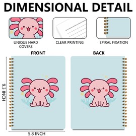 2 Pcs Axolotl Spiral Notebooks for Work, A5(8.3x5.8inch) Composition Notebook College Ruled Note Book, Cute Animal Hardcover Notepads Diary Lined Travel Journal for Writing, Axolotl Gifts for Women