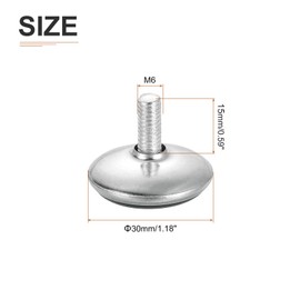 DTGN M6x15x30mm(DxLxOD) Screw on Furniture Glide Leveling Feet - 4Pack - Good for Furniture - Adjustable Thread Furniture Leveler - Silver