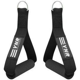 Exercise Handles Heavy Duty Cable Machine Attachments D Handle Stirrup Handle Bar Resistance Band for Fitness Nylon Strap Silicon Grip Solid ABS Cores Home Gym Set of 2