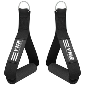 Exercise Handles Heavy Duty Cable Machine Attachments D Handle Stirrup Handle Bar Resistance Band for Fitness Nylon Strap Silicon Grip Solid ABS Cores Home Gym Set of 2