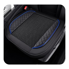 ZNDAW Car Seat Cover, Leather Vehicle Front Bottom Seat Cushion Cover with Storage Pocket, Anti-Slip Bottom Seats Protector Luxury Interior Decor for Most Car Trucks SUVs (Knitting, Black+Blue)