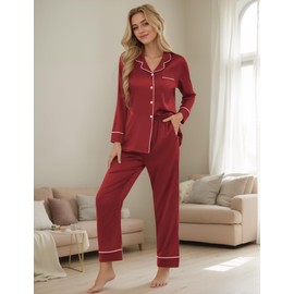 KCW Pjs sets for women Silk Pajamas Set Pj Sets Pants and Shirts Satin Long Sleeve Ladies Sleepwear Sets