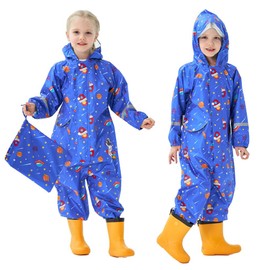 Toddler Rain Suit With Hood - Waterproof Coverall One Piece for Baby and Kids (1-9 Years)