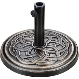Simple Deluxe 24.2 lbs 17.72" Market Umbrella Base Heavy Duty Round Stand for Patio Outdoor, Deck, 24.2lbs, Classic Bronze