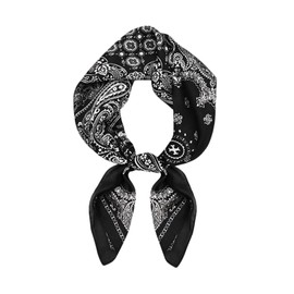 Square Scarf for Men Silk Feel Neck Scarf Satin Bandana Neckerchief Lightweight Head Scarves Fashion Gifts for Men Formal Casual Business(Black)