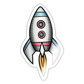 Spreadshirt Comic Rocket Children's Picture Sticker, Max. 10 x 10 cm, 10 x 10 cm, Glossy White