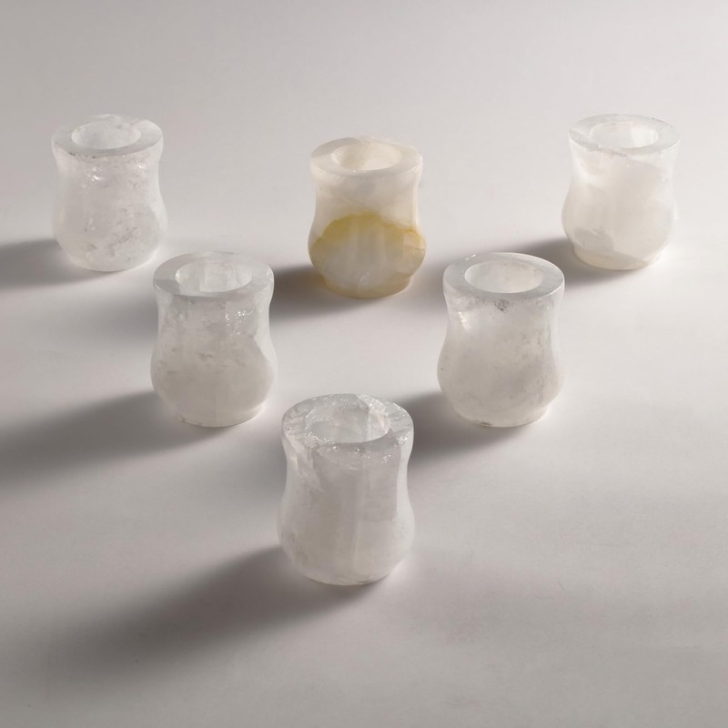 Single Calcite Tealight Candle Holder, 2.8''x3.1'' Votive Candel Holder Handcrafted