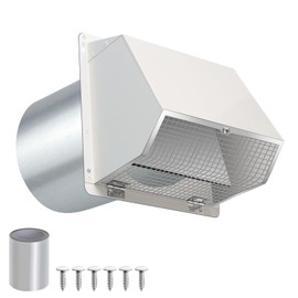 5 Inch Hooded Wall Vent with Screen and Damper,5" Vent Hood Wall Exhaust Vent Cover,Dryer Vent Cover Outside,5"Vent Cover Exterior Wall Vent Cap for Range Hood Kitchen Air Ventilation,Galvanized Steel