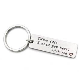 WISHOW Drive Safe Keychain I need you here with me Trucker Husband dad Gifts Keychain