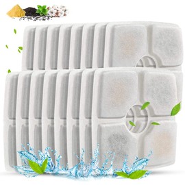 Comsmart Pet Fountain Filter Set,3 Triple Filtration System Replacement Cat Water Fountain Filters for 84oz/2.5L Automatic Pet Fountain Cat Water Fountain (Pack of 16)