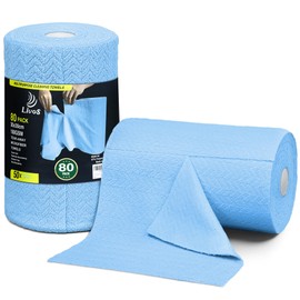 LIVOS Microfiber Cleaning Cloth Roll - 80 Pack, Reusable Paper Towels, Microfiber Towels for Cars, Super Absorbent Lint Free Cleaning Rags for House, Kitchen, Window-Light Blue, 11.5"x11.5"
