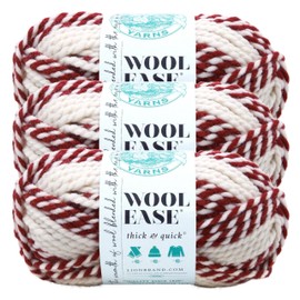 Lion Brand Yarn Wool-Ease Thick & Quick Yarn, Soft and Bulky Yarn for Knitting, Crocheting, and Crafting, 3 Pack, Red Beacon