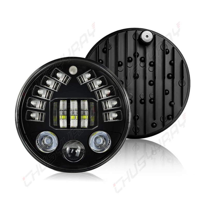 XWQHJW For Freightliner Coronado 7'' LED Headlight Round Projector Hi-Low