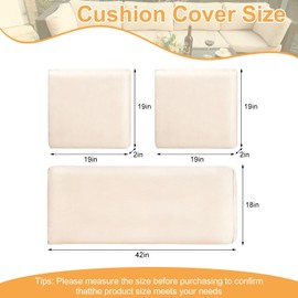 Thankyall 3 Pack Outdoor Patio Furniture Cushion Covers,Waterproof Replacement Loveseat Covers- 42×18×2,19×19×2 Fit 4-Piece Wicker Rattan Sofa, Loveseat & Chairs, Cover Only (Khaki)