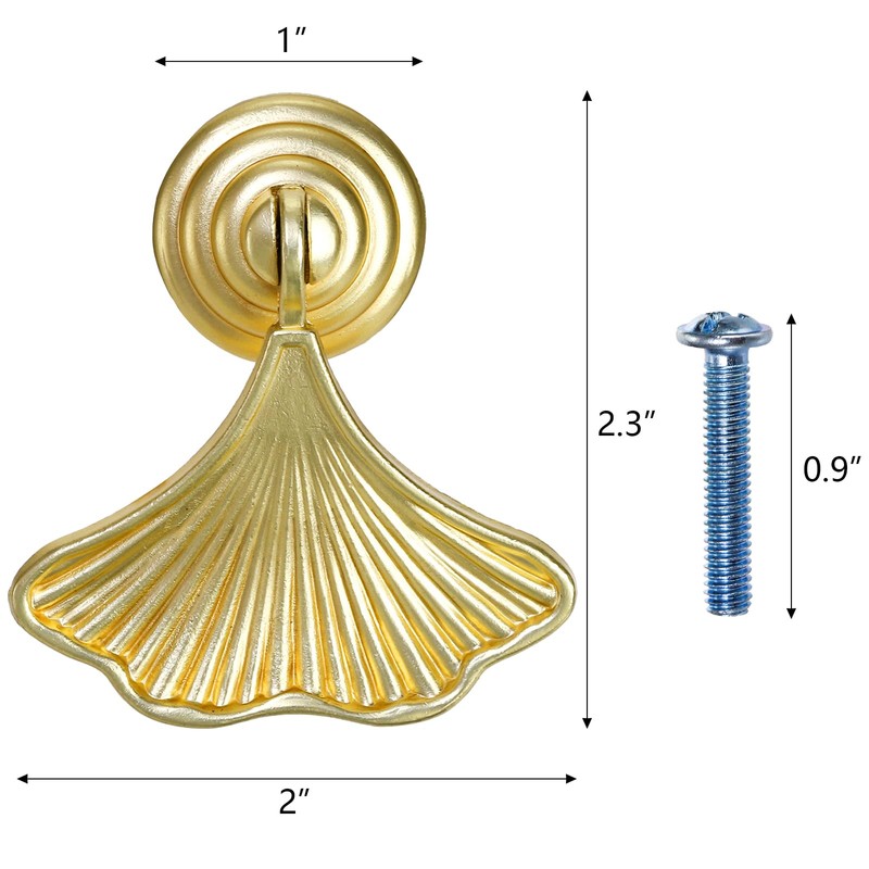 Hedume 16 Pack Ginkgo Leaf Shape Knob Handles, Golden Drop