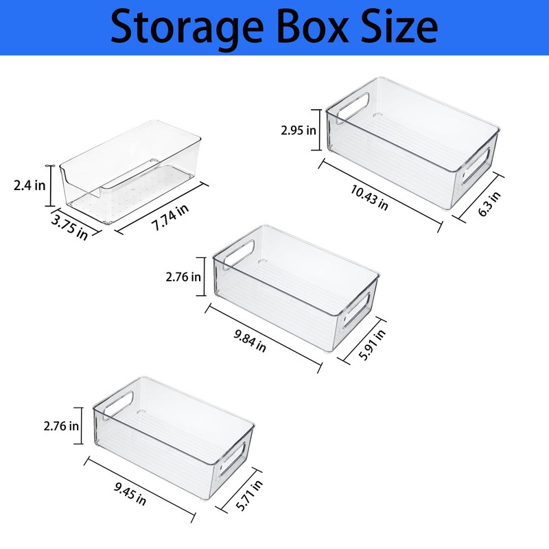 Refrigerator Organizer Bins 6 Pack Stackable Fridge Organizers with Handles