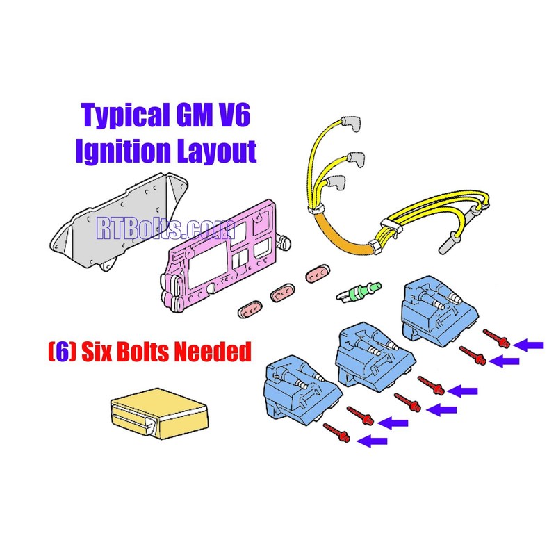 GM V6 Coil Pack Stainless Screws/Bolts for 2.5 2.8 3.0