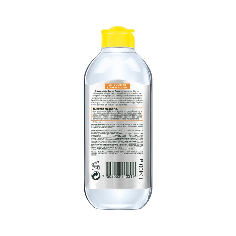 Garnier Skin Naturals Face Express aclara tono uniforme Agua Micelar