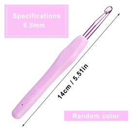 6.5 mm Crochet Hook, Aluminum Soft Grip Rubber Handle Needles Ergonomic Knitting Needles Crochet Needle for Beginners and Handmade DIY Knitting Crochet (6.5 mm)