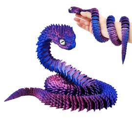 Large 3D Printed Snake (24 Inches), Large 3D Printed Animals Toy - Flexible Steered Snake Animal Fidget Toy for Home and Office Executive Desks Decor