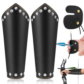 cersaty® Pack of 2 Archery, Adjustable Arm Protection with 1 Archery, Finger Protection for Shooting, Hunting, Shooting Exercises and Arm Protection (Leather)