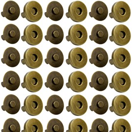 MYUBWTF 20 Set Magnetic Button Clasp Snaps, 3/4“ Purse Magnetic Bag Fastener Clasp, Magnetic Button Replacement Kit for Sewing, Craft, Purses, Bags, Clothes, Leather (Antique Brass)