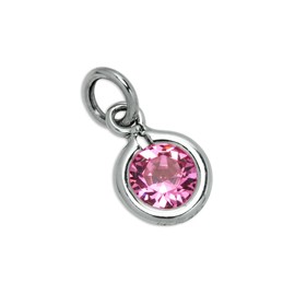 jewellerybox Sterling Silver & Opal 5mm Round CZ Crystal October Birthstone Charm
