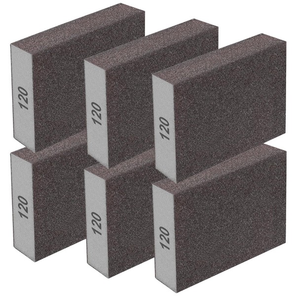 Eoppen 6Pcs Sanding Sponge 120 Grit Sanding Block Washable and