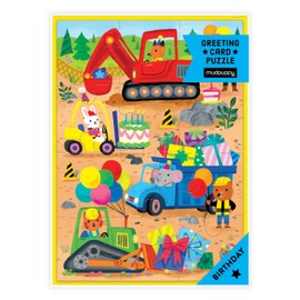 Mudpuppy Construction Site – Construction Site Birthday Themed Greeting Card and Jigsaw Puzzle Includes Color Coordinated Envelope and Sticker Seal