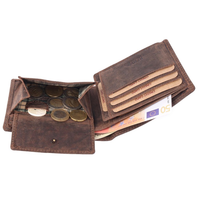 Benthill Men's Genuine Leather Wallet with RFID Protection, Dark Brown