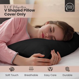 Rohi Plum V Shaped Pillowcase – Soft & Breathable V Pillow Cover – Hypoallergenic Easy Care Triangle Pillow Case – Envelope Closure – Back Support Orthopaedic Nursing V Pillow Cases Covers Only (Plum)