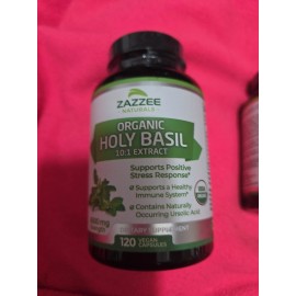 Zazzee Holy Basil, 10:1 Tulsi Extract, 6000 mg Strength 120 Caps Exp 7/27