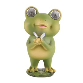 Garden Patio Fence Solar Lights Scare Frog Resin Decorative Ornaments