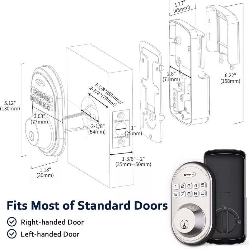 OrangeLion Keyless Entry Deadbolt Door Lock, Smart Electronic Keypad Auto