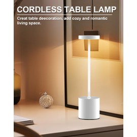 Cordless Table Lamps Rechargeable Set of 2, Portable LED Desk Lamp, 5000mAh Battery Powered Wireless Table Light - 3 Color Dimmable Lighting for Restaurant Dining Patio Outdoor Bedroom(White)