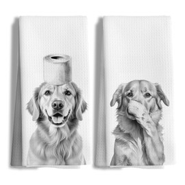 Nipil Funny Golden Retriever Gifts Hand Towels, Gifts for Golden Retriever Lovers Women Men, Funny Dog Bathroom Hand Towels, Dog Bathroom Decor, 16x24 Inch