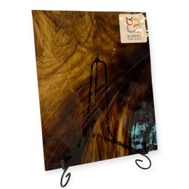 Wissmach Stained Glass Sheet and Mosaic Glass: Light Amber and Brown, Streaky LL-Density (4"x6"-1 Sheet) by BiNARi Glass Studio