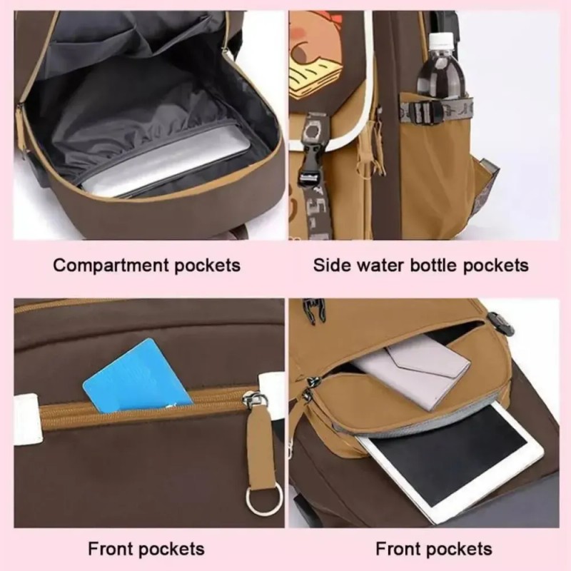 Bonita Bolsa De Capibara Con Gorra Grande Para Niñas Adolesc