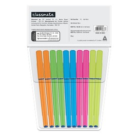 Classmate Octane Neon- Blue Gel Pens (Pack of 10)|Smooth Writing Pens|Attractive body colours for Boys & Girls|Water-proof ink for smudge-free writing