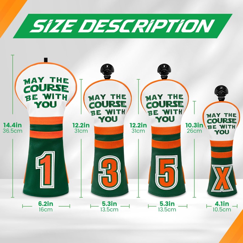 Spider Boss Golf Covers Sports Style Driver Covers, Green&White Fairway