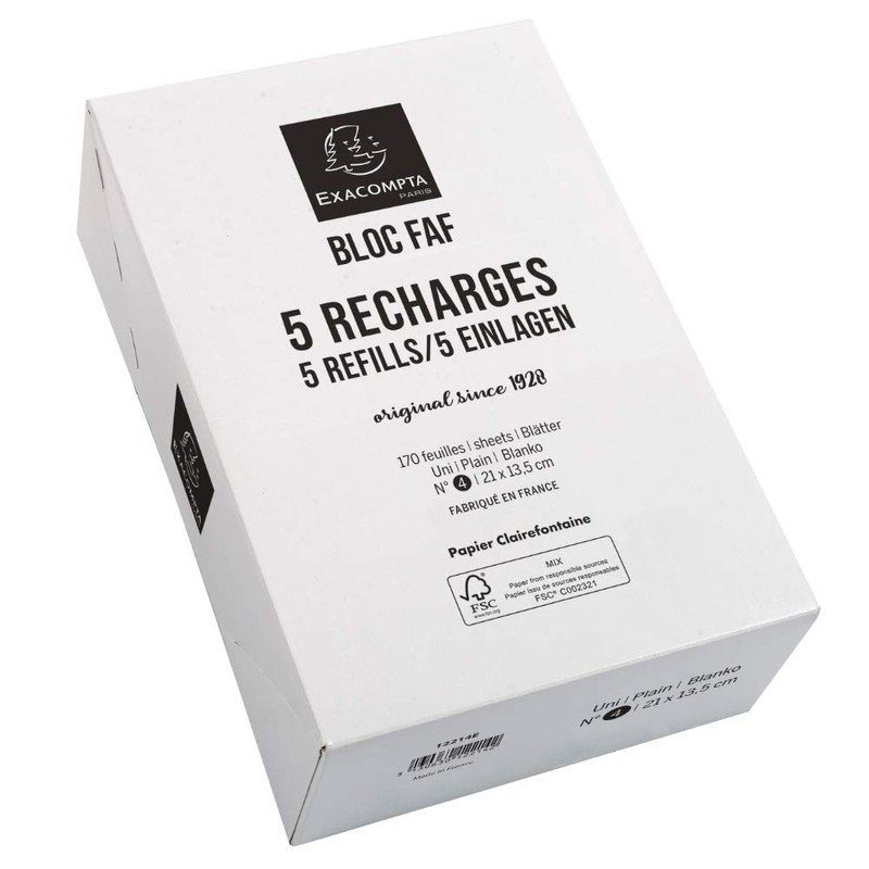 Exacompta 12214E Pack of 5 inlays for FAF writing pad,
