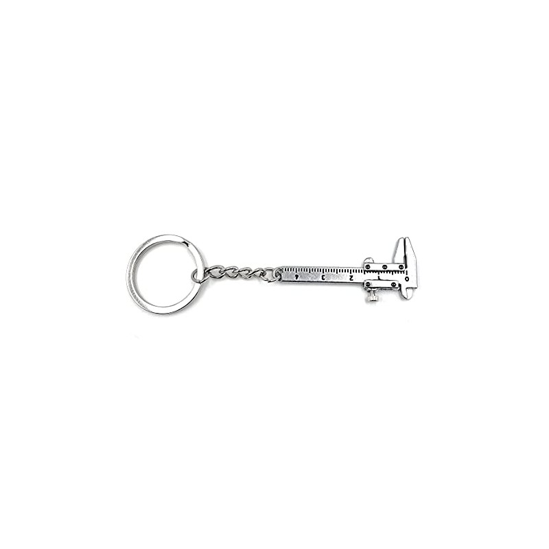H-Customs Tool Vernier Calliper Fine Caliper Silver Keyring Pendant, silver