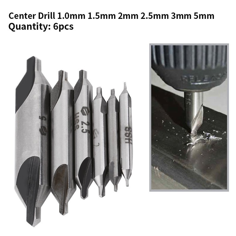 Centre Drill Set, 6 Pieces, 60 Degree Triton Stainless Steel
