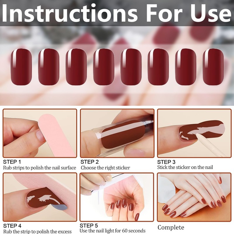 22 Sheets Removable and Portable Nail Stickers, Plain Gel Nail