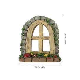 Cabilock 4pcs Door with Window Fairy Garden Ornament Wooden Lovely Creative Mini Garden Adornment Miniature Fairy Garden Miniature Decoration for Embellishments (Random Style)